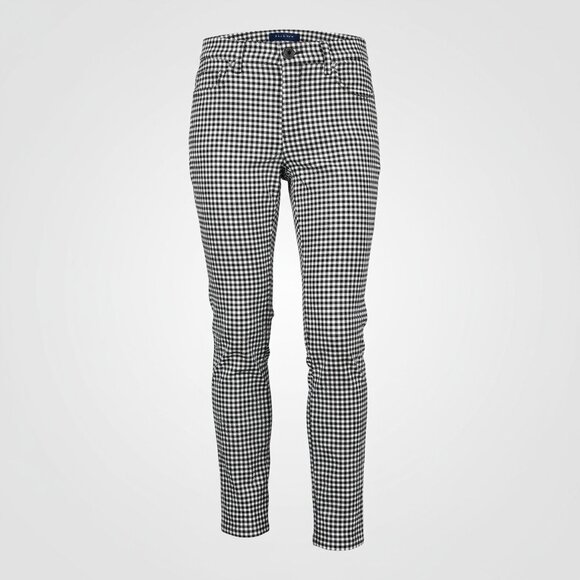 Talbots Black and White Check Velvet High Waist Straight Leg Jeans Size 2 Petite - Picture 1 of 10